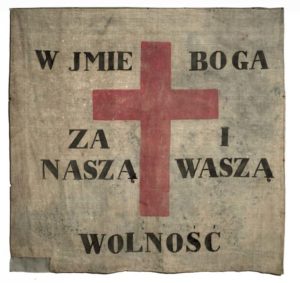 Sztandar z hasłem autorstwa J. Lelewela. Fot. Muzeum Wojska Polskiego w Warszawie.